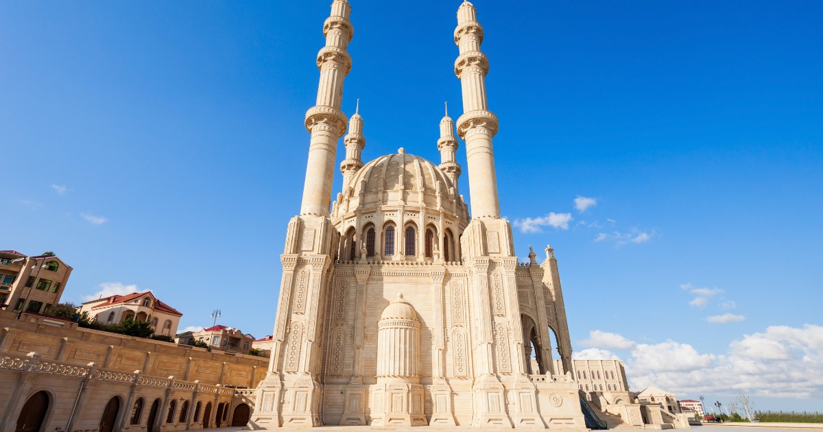Heydar Mosque with four minarets in Baku
